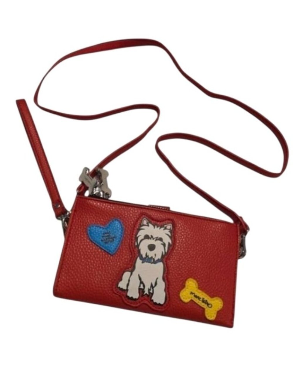 Marc Tetro Crossbody Wristlet Wallet Purse Dog Red Kitschy